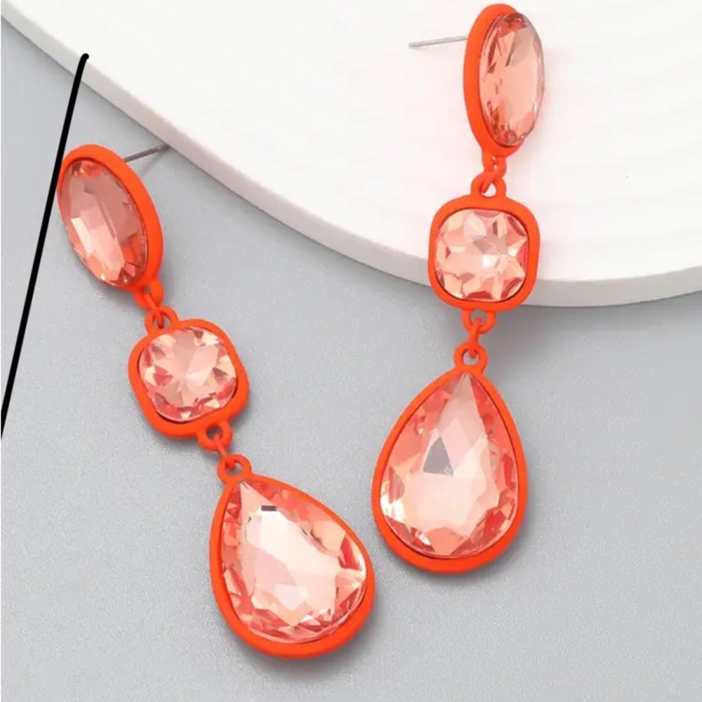 Pink and orange Pageant Earrings